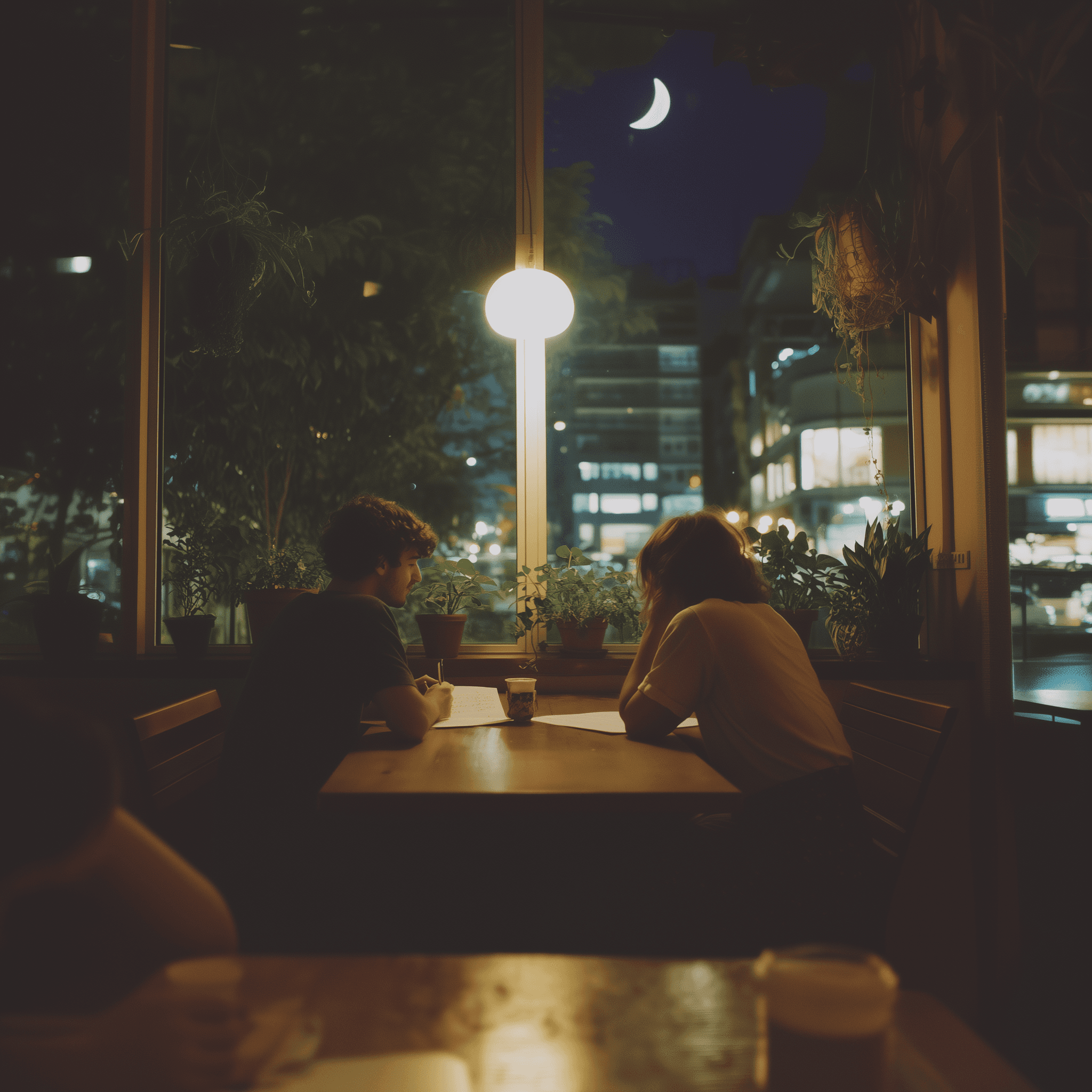 Two person focusing together on mobile